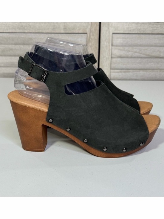 torrid Shoes - TORRID (Insider Collection) Genuine Leather Wood Peep Toe Heels Black/Tan-9